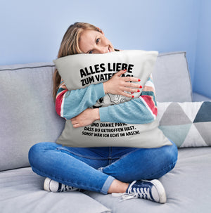 Alles Liebe zum Vatertag Kissen Spermien Cartoon mit Herzen