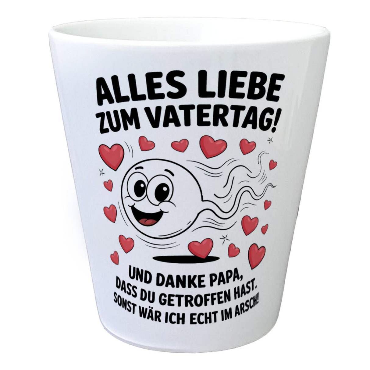 Alles Liebe zum Vatertag Blumentopf Spermien Cartoon mit Herzen