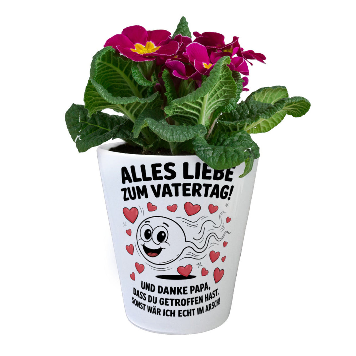 Alles Liebe zum Vatertag Blumentopf Spermien Cartoon mit Herzen