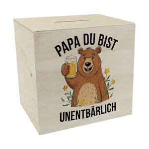 Bär mit Bier PAPA du bist UNENTBÄRLICH Spardose Vatertagsgeschenk