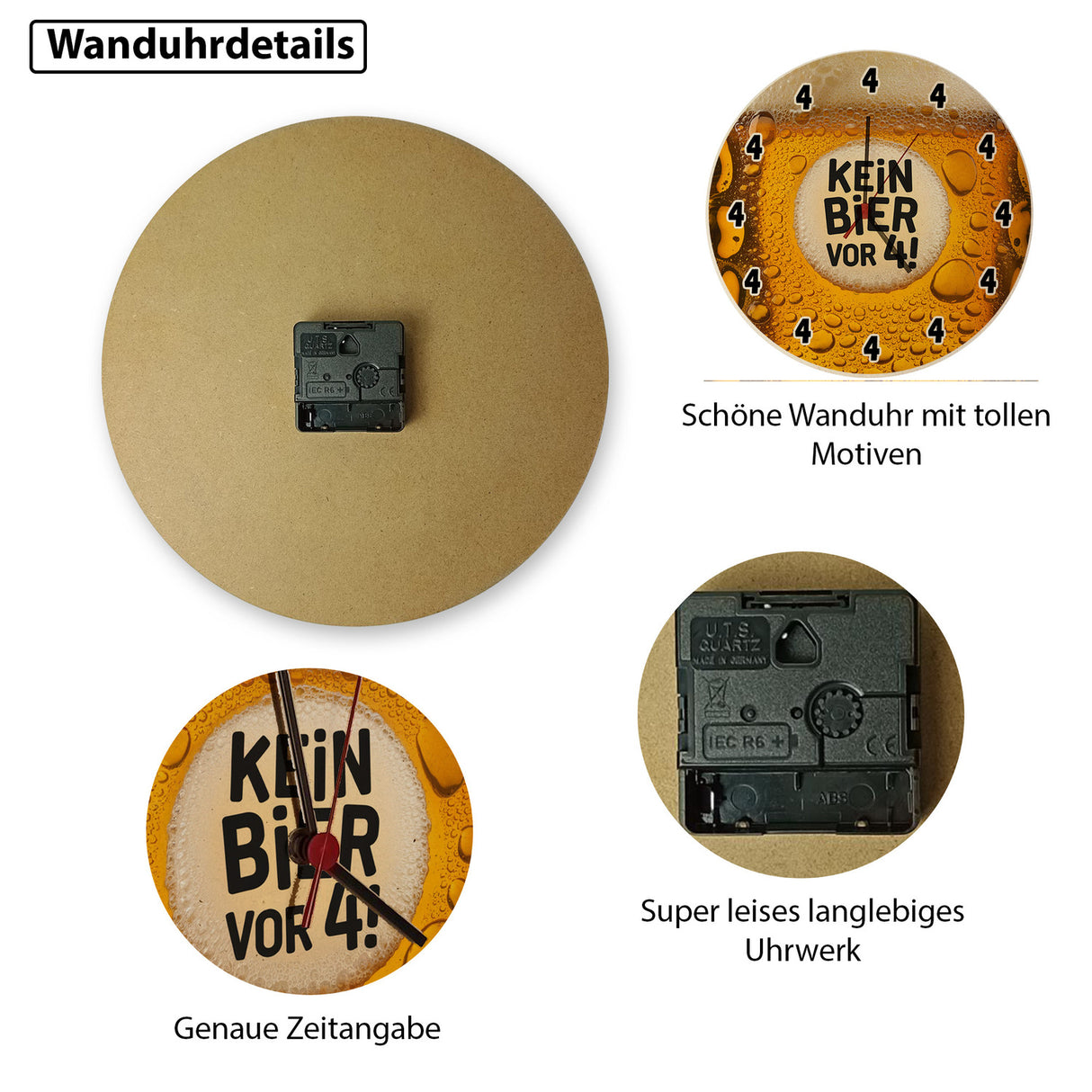 Kein Bier vor 4! Wanduhr