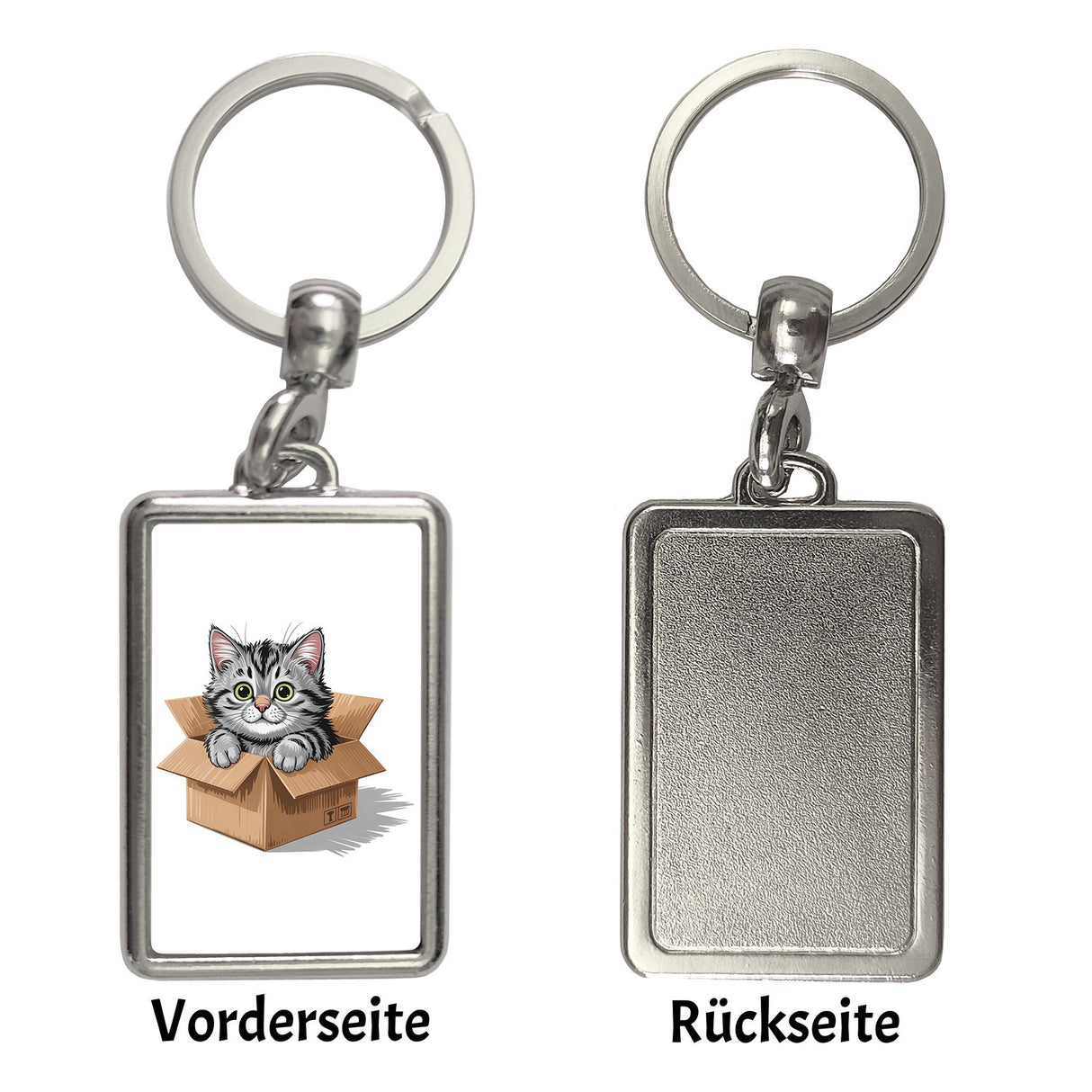Katze im Karton Schlüsselanhänger für Katzenfans