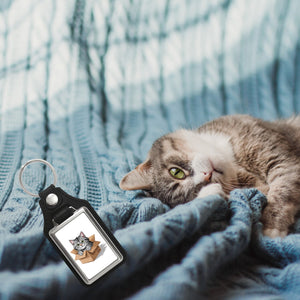 Katze im Karton Schlüsselanhänger für Katzenfans