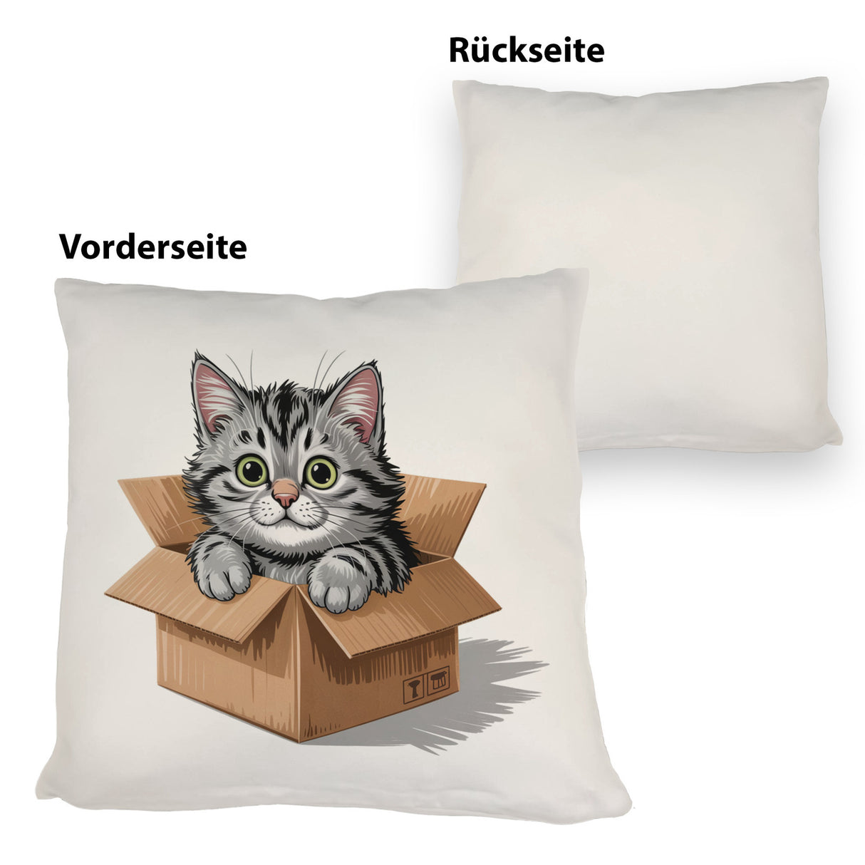 Katze im Karton Kissen für Katzenfans