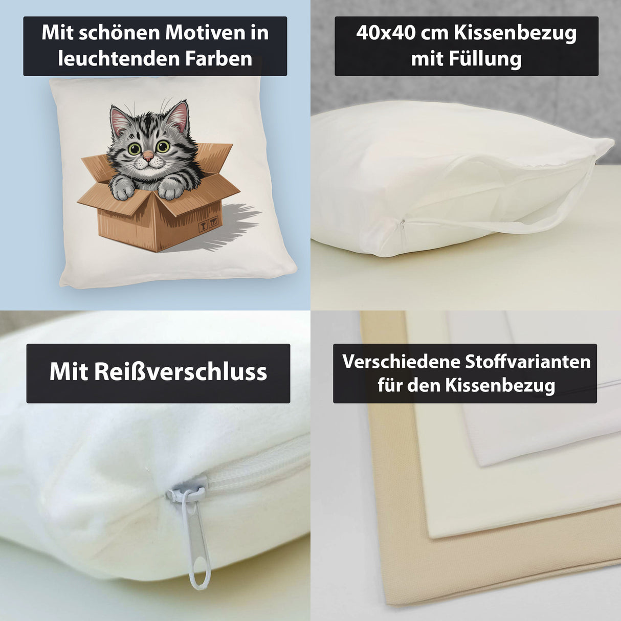 Katze im Karton Kissen für Katzenfans