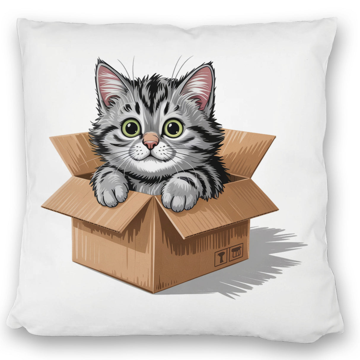 Katze im Karton Kissen für Katzenfans