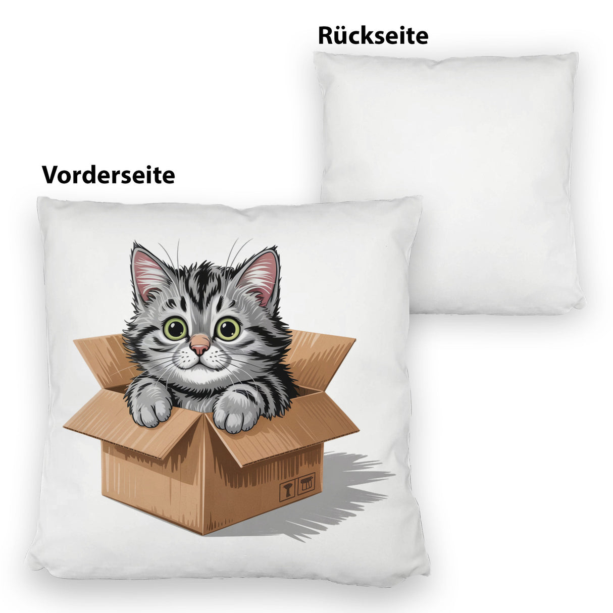 Katze im Karton Kissen für Katzenfans