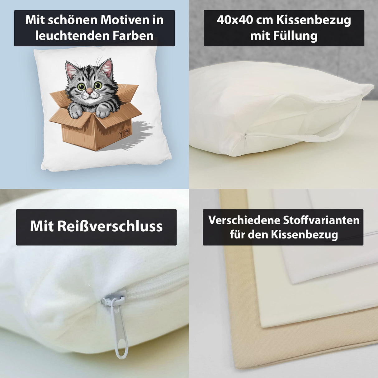 Katze im Karton Kissen für Katzenfans