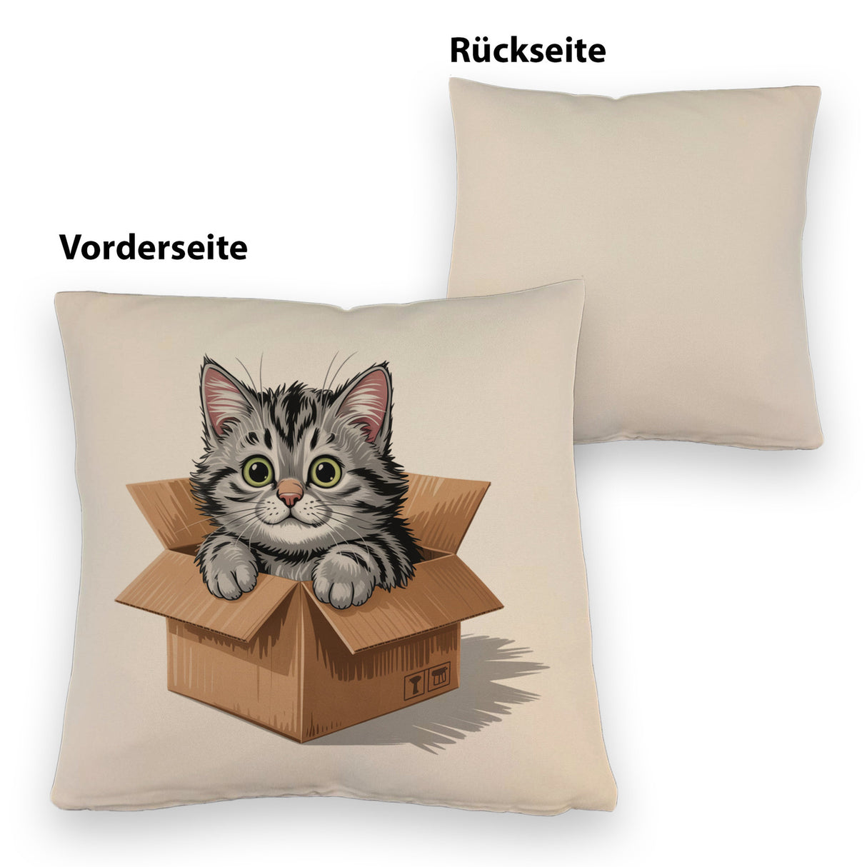 Katze im Karton Kissen für Katzenfans