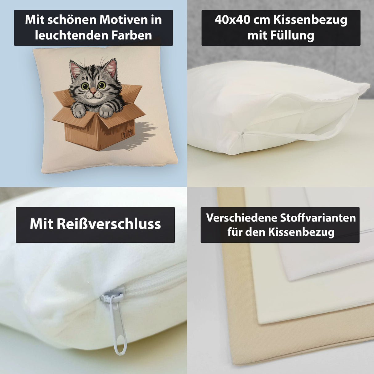 Katze im Karton Kissen für Katzenfans