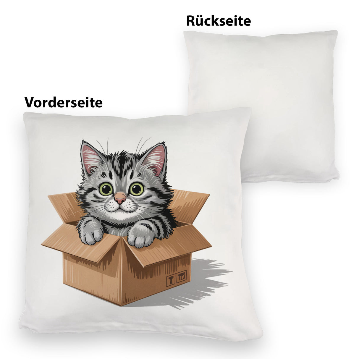 Katze im Karton Kissen für Katzenfans