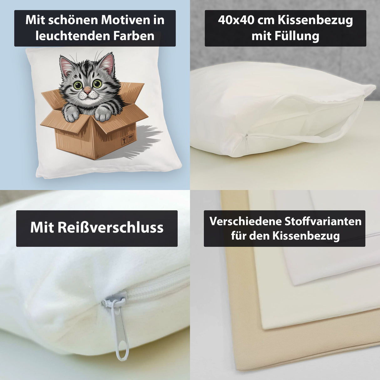 Katze im Karton Kissen für Katzenfans