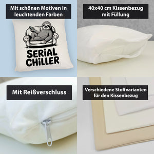Faultier auf Couch Serial Chiller Kissen