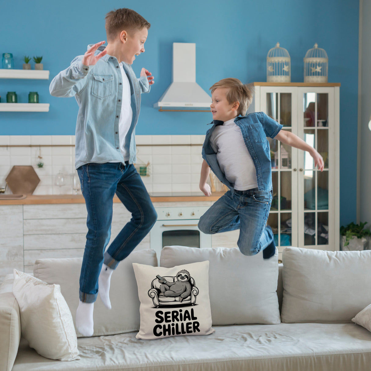 Faultier auf Couch Serial Chiller Kissen
