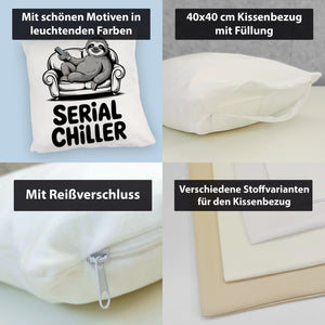 Faultier auf Couch Serial Chiller Kissen