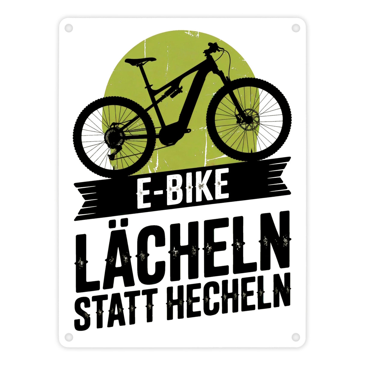 E-Bike Lächeln statt hecheln Vintage-Design Metallschild in 15x20 cm für Biker