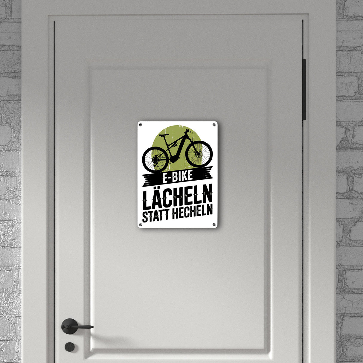 E-Bike Lächeln statt hecheln Vintage-Design Metallschild in 15x20 cm für Biker