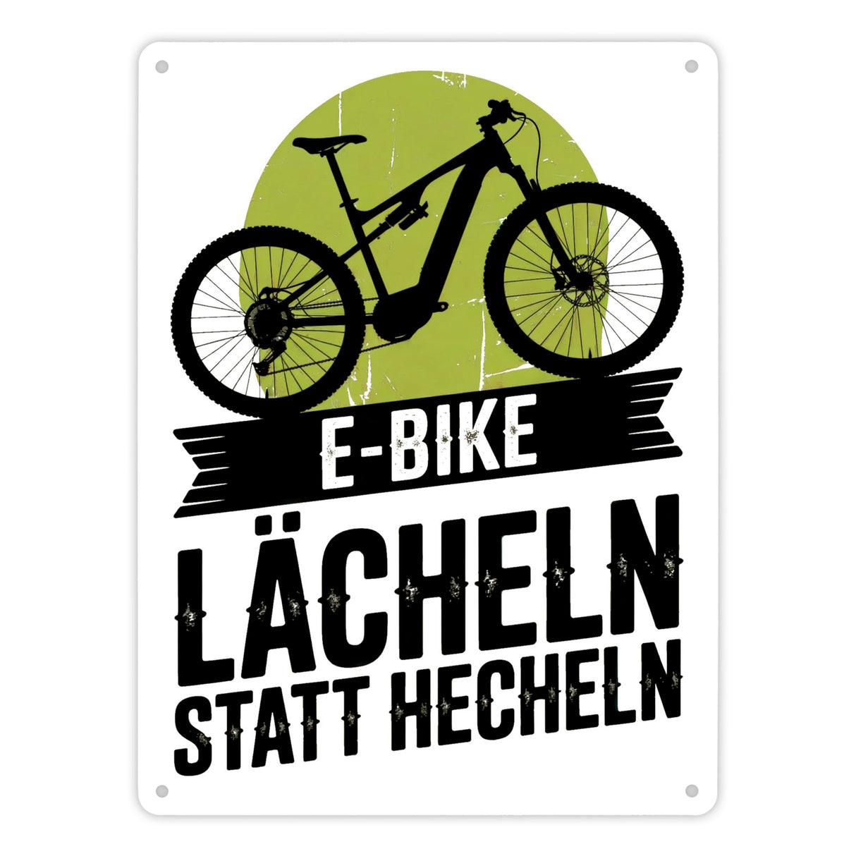 E-Bike Lächeln statt hecheln Vintage-Design Metallschild in 15x20 cm für Biker