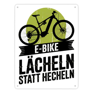 E-Bike Lächeln statt hecheln Vintage-Design Metallschild in 15x20 cm für Biker