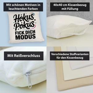 Hokus Pokus Kissen mit frechem Spruch