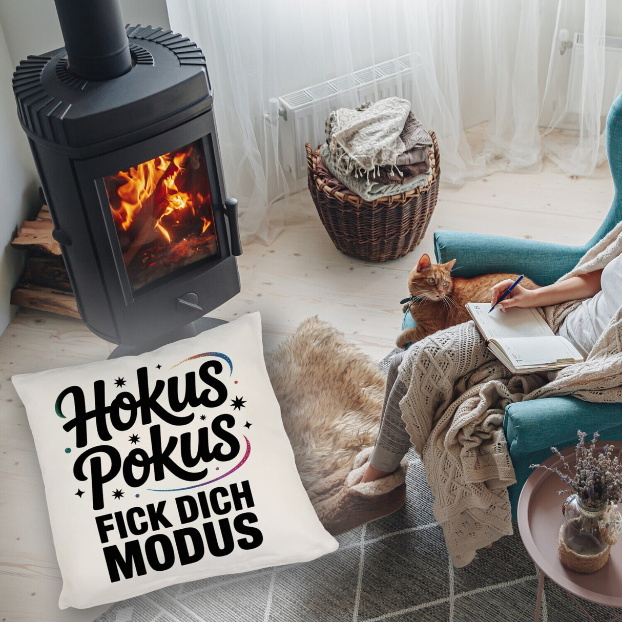 Hokus Pokus Kissen mit frechem Spruch