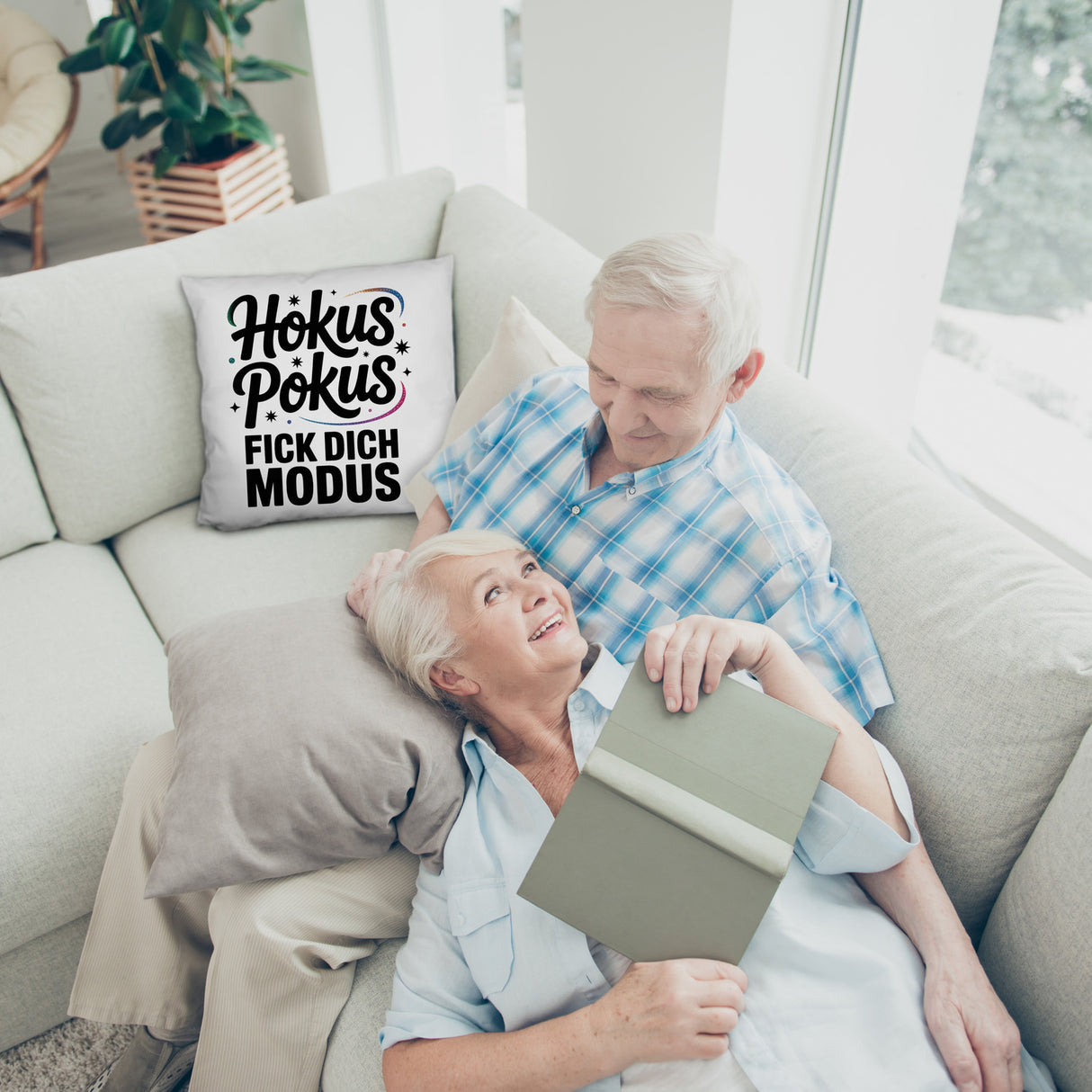 Hokus Pokus Kissen mit frechem Spruch
