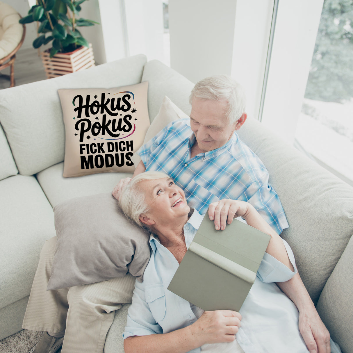 Hokus Pokus Kissen mit frechem Spruch