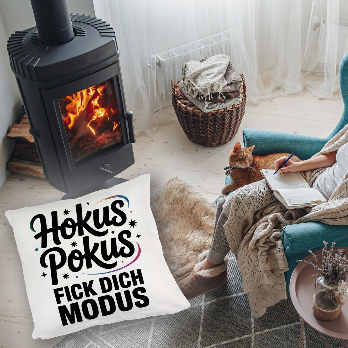 Hokus Pokus Kissen mit frechem Spruch