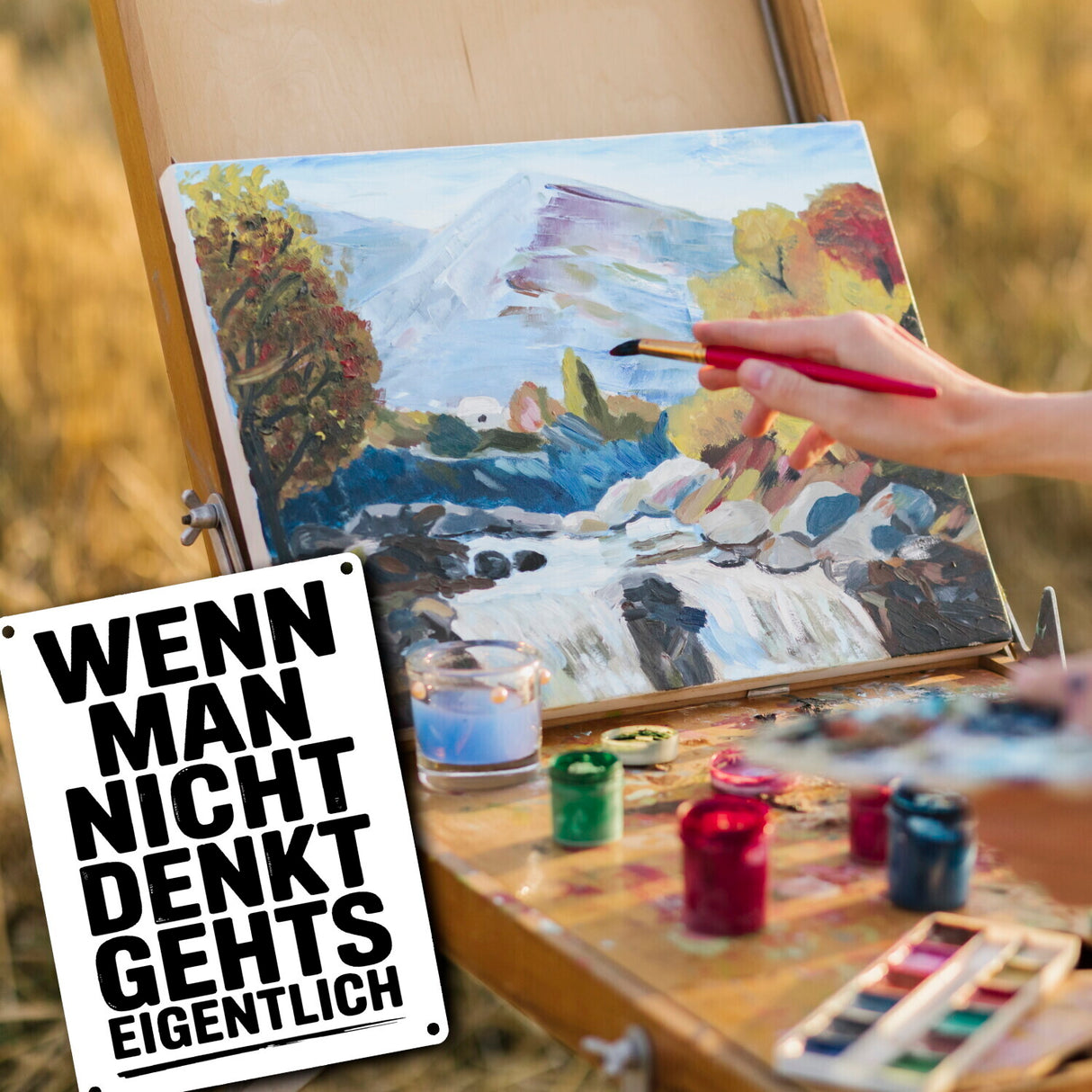 Wenn man nicht denkt Metallschild in 15x20 cm typografisch
