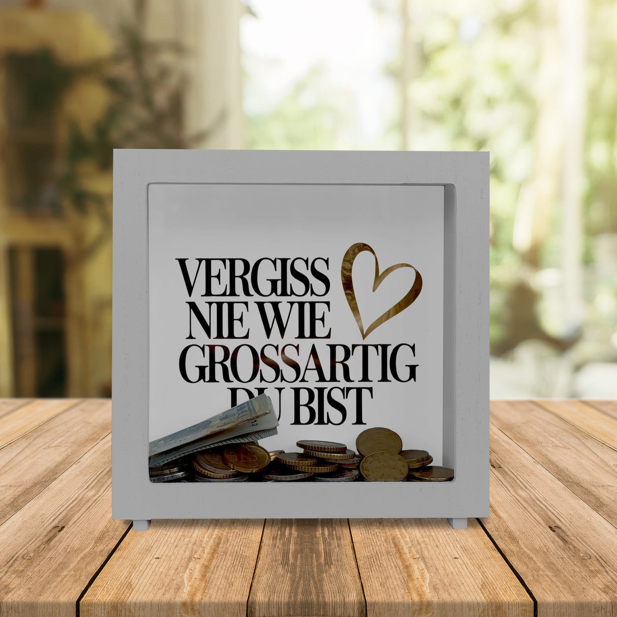 Vergiss nie wie großartig Du bist Spardose Goldenes Herz