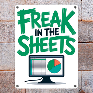 FREAK IN THE SHEETS Metallschild in 15x20 cm für IT-Profis Excel