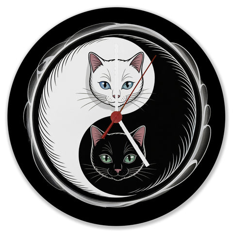 Katzen Yin und Yang Wanduhr für Katzenliebhaber