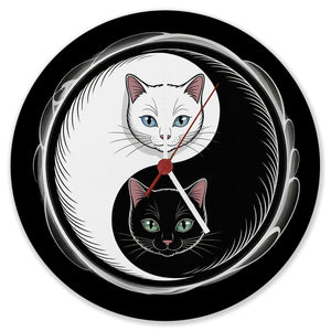 Katzen Yin und Yang Wanduhr für Katzenliebhaber