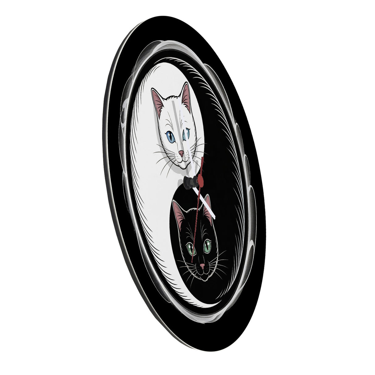 Katzen Yin und Yang Wanduhr für Katzenliebhaber