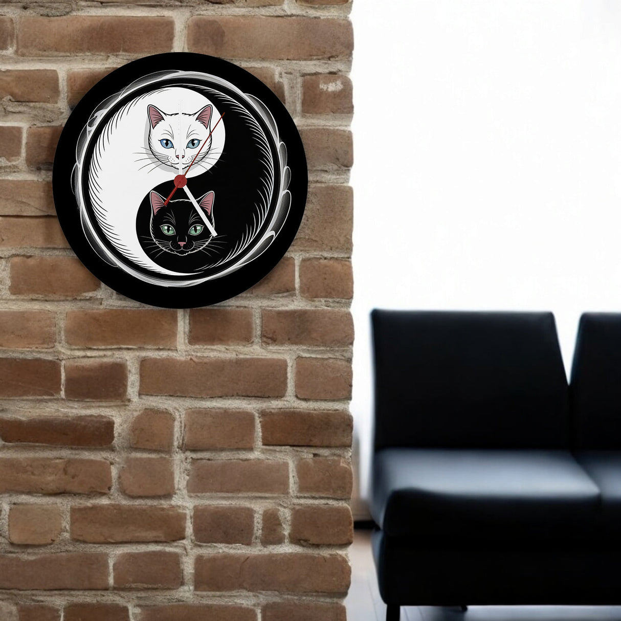 Katzen Yin und Yang Wanduhr für Katzenliebhaber