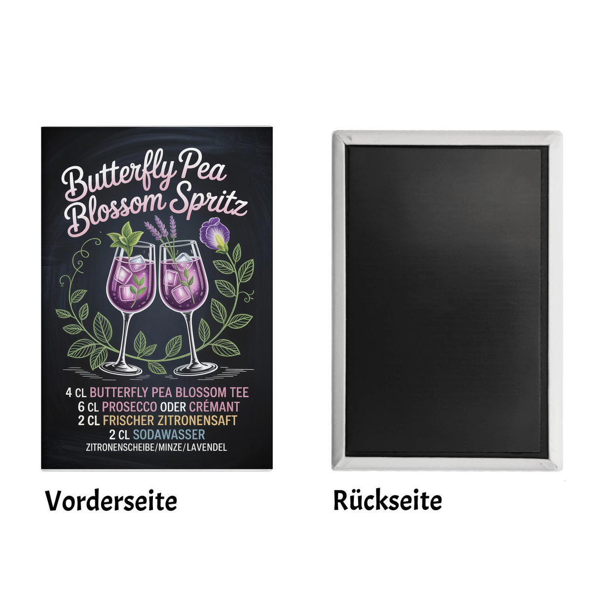 Butterfly Pea Blossom Spritz Souvenir Souvenir Magnet Cocktail-Rezept für die Bar oder Küche