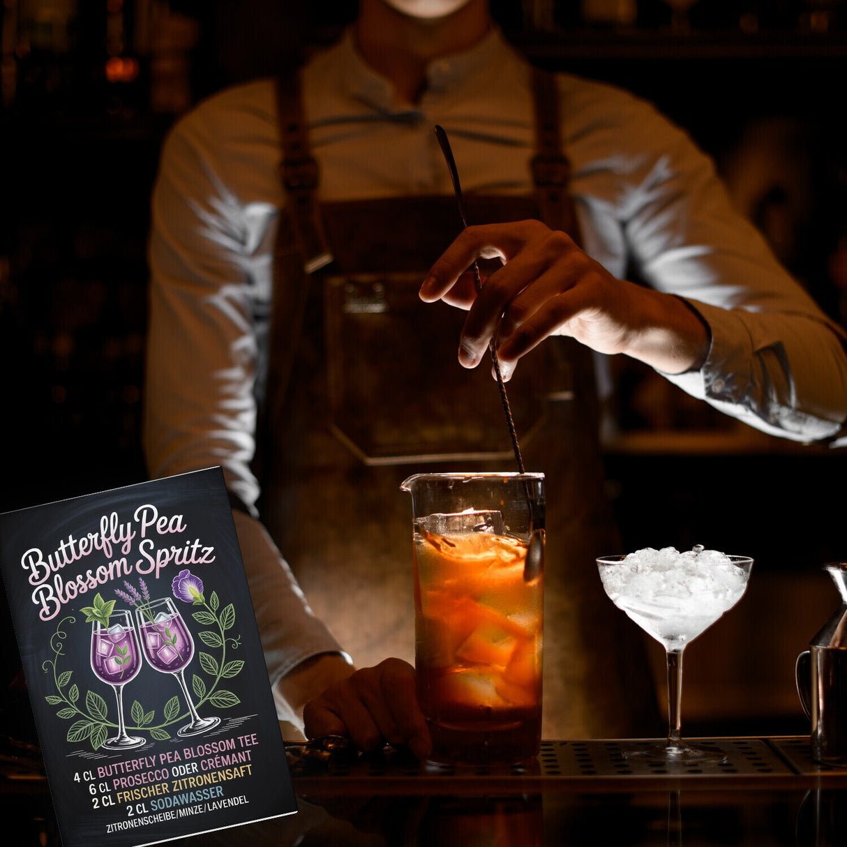 Butterfly Pea Blossom Spritz Souvenir Souvenir Magnet Cocktail-Rezept für die Bar oder Küche