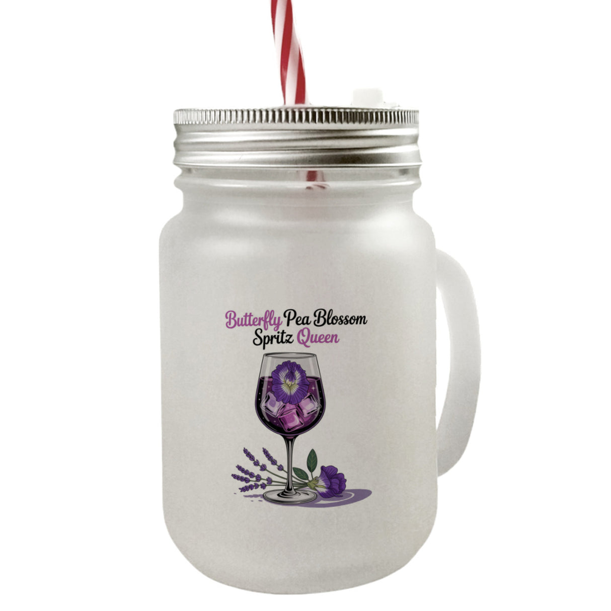 Butterfly Pea Blossom Spritz Queen Trinkglas mit Bambusdeckel