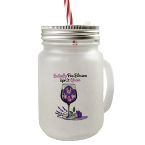 Butterfly Pea Blossom Spritz Queen Trinkglas mit Bambusdeckel