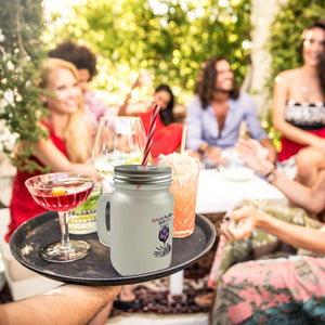 Butterfly Pea Blossom Spritz Queen Trinkglas mit Bambusdeckel