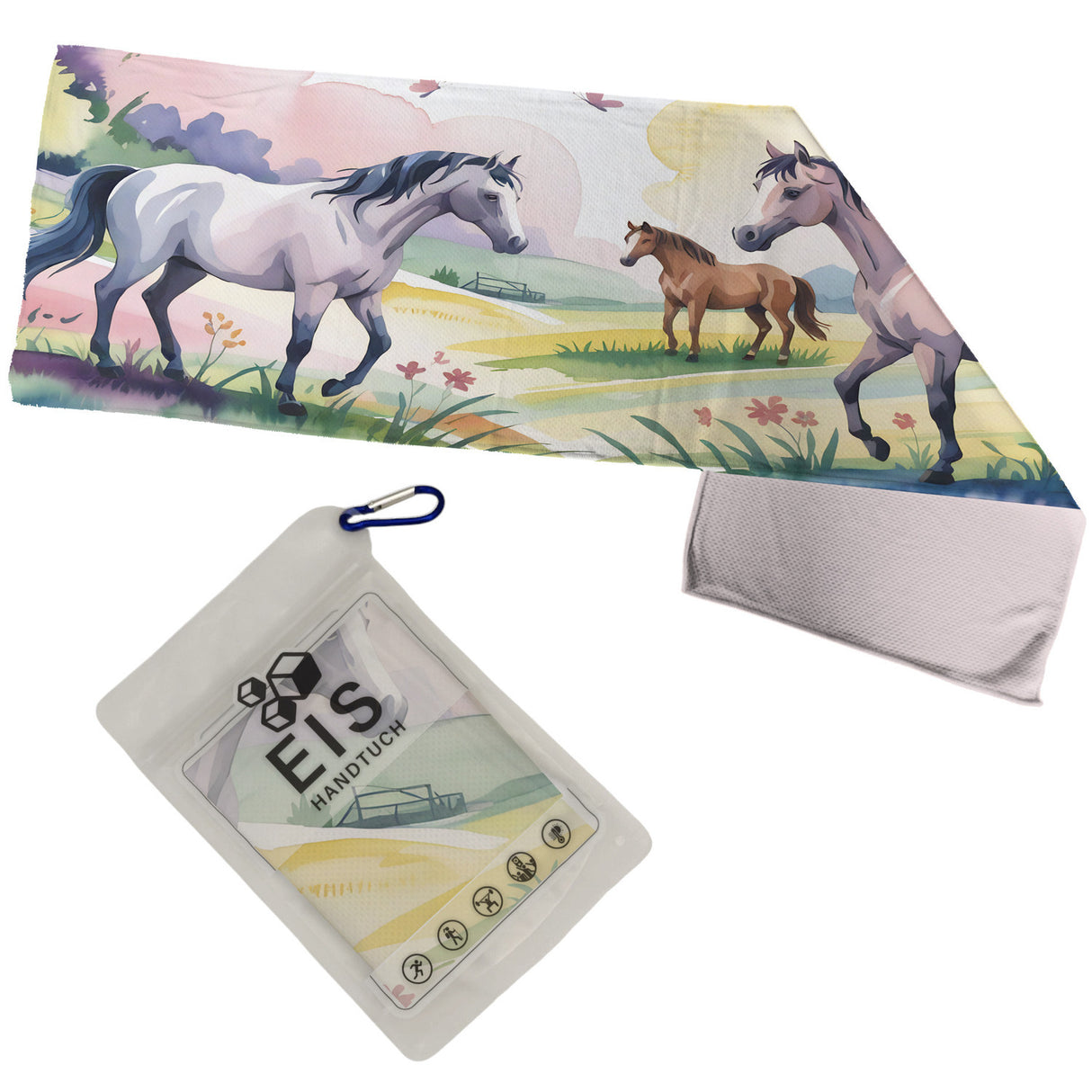 Pferde Aquarell Eishandtuch für Mädchen