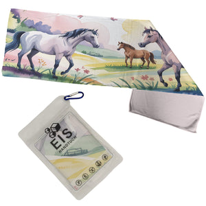 Pferde Aquarell Eishandtuch für Mädchen