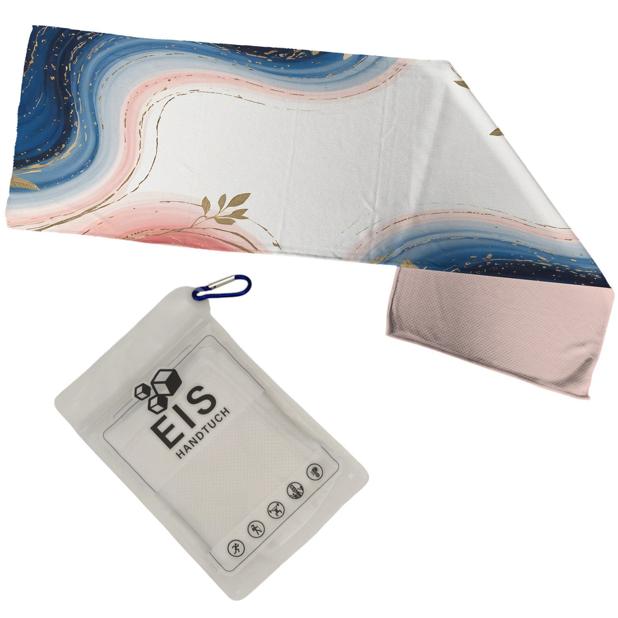Marmormuster in Marineblau und Rosa Eishandtuch