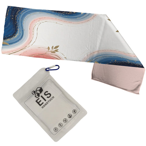 Marmormuster in Marineblau und Rosa Eishandtuch