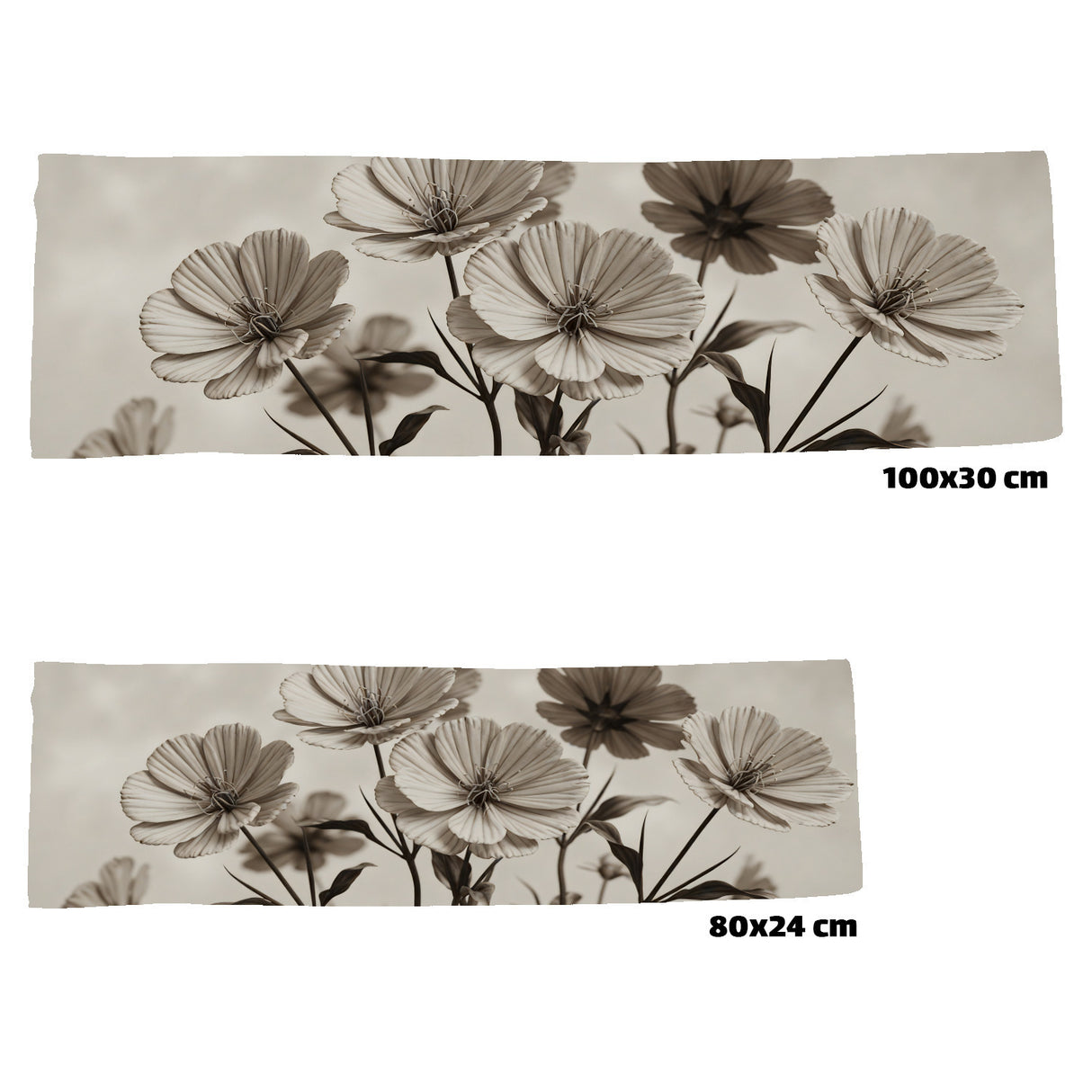 Botanische Illustration Eishandtuch mit Sepia Blumen