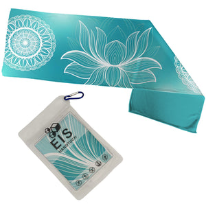 Türkises Boho Eishandtuch weiße Mandalas