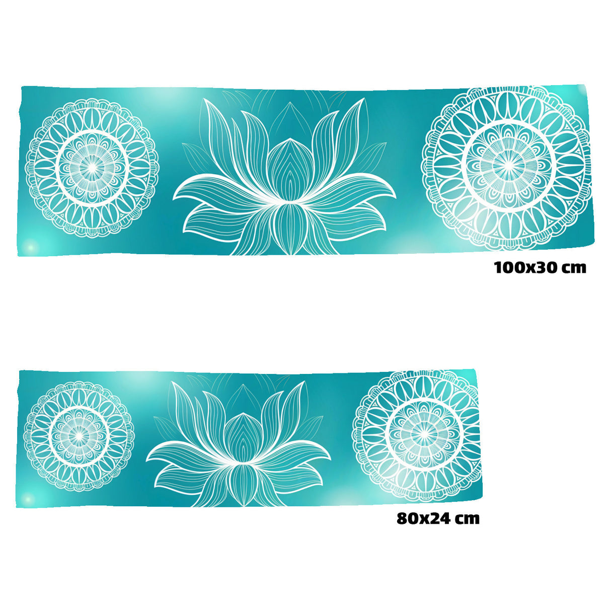 Türkises Boho Eishandtuch weiße Mandalas