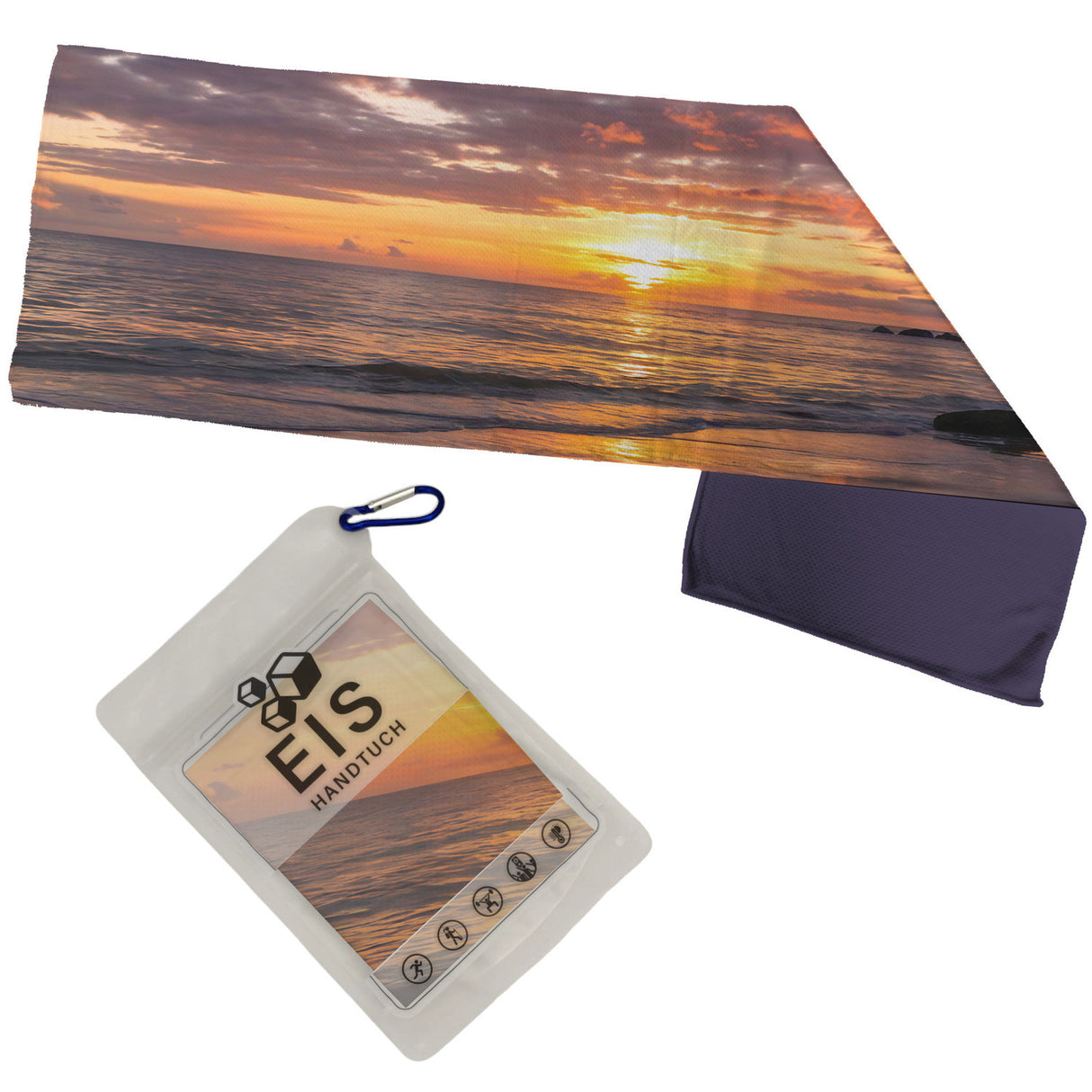 Sonnenuntergang am Strand Eishandtuch für Reiseliebhaber