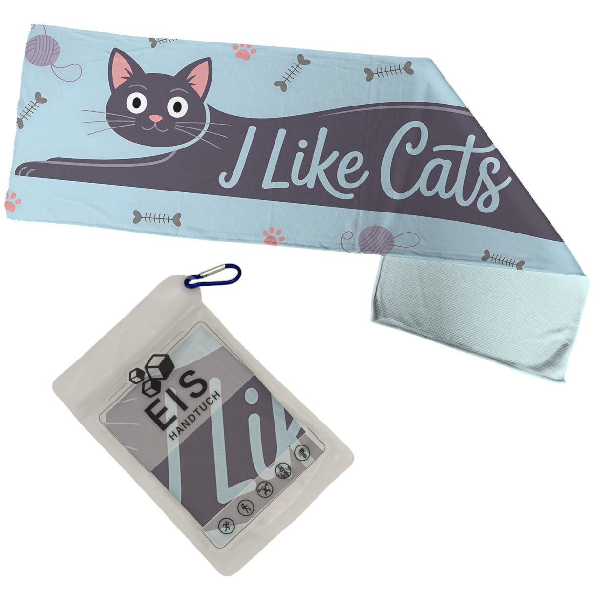 I Like Cats Eishandtuch mit Katze Silhouette