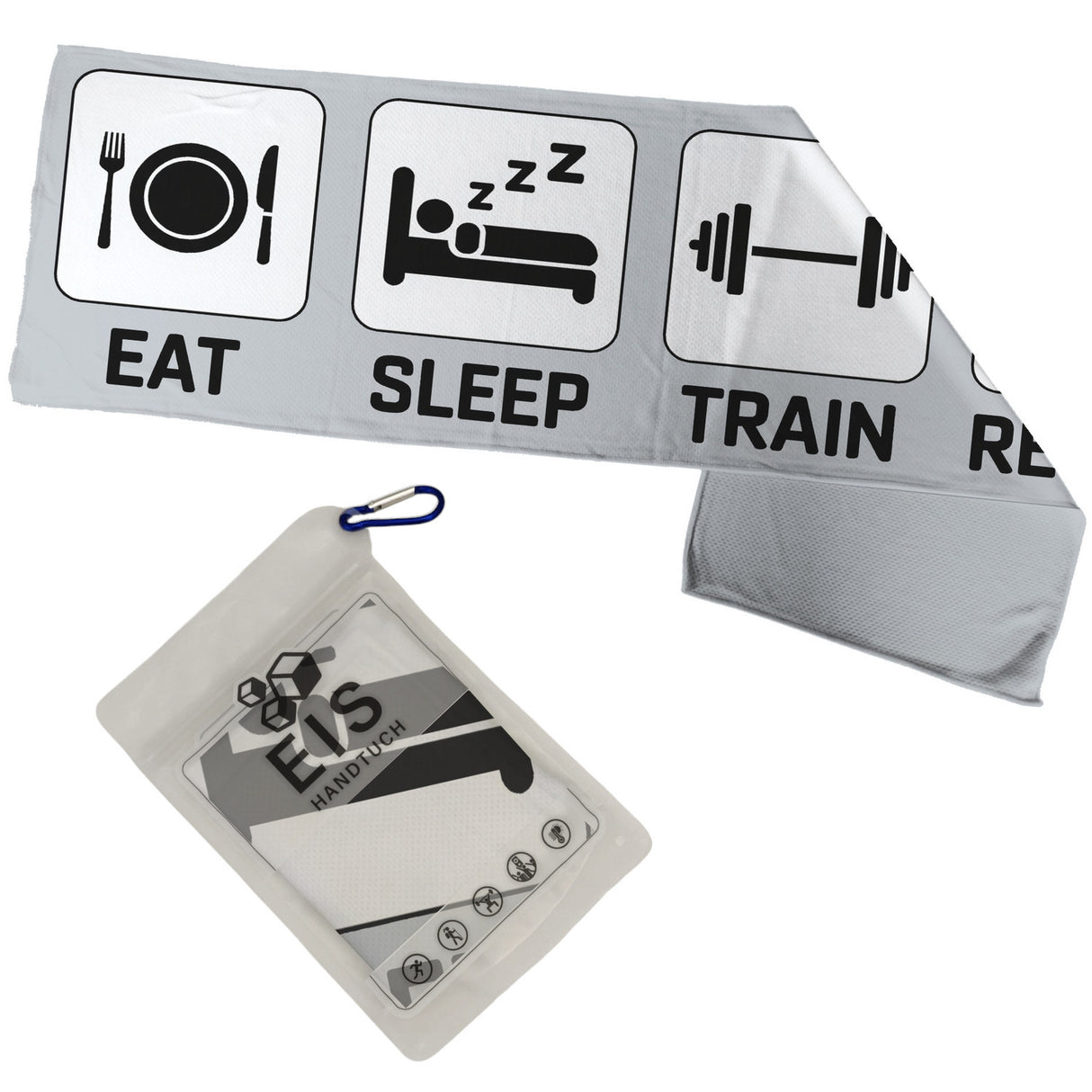 EAT SLEEP TRAIN REPEAT Eishandtuch für Sportler